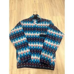 Patagonia Synchilla Snap T Pullover Deep Blue Aztec Fleece Vintage XS